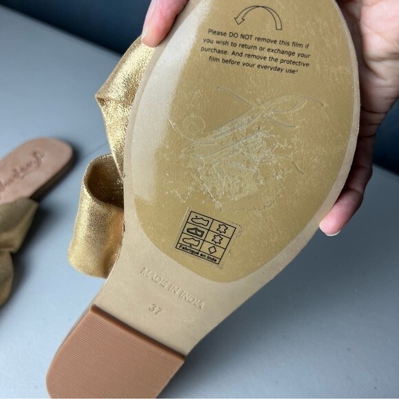 Free People Rio Vista Gold Slide Sandals - Picture 6 of 8